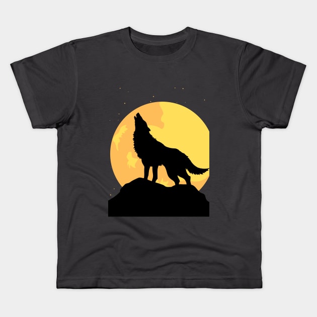 howling at the moon Kids T-Shirt by MzWhiskey Tit-tees